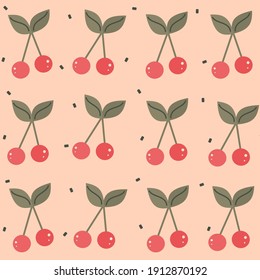 Cute cherries seamless vector pattern background design illustration