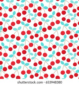 Cute cherries. Seamless vector pattern.