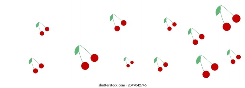 Cute Kirschen Weiße Frühling Rot drucken Grün gesundes Muster. Muster Vitamin Textile Wiederholung Vintage Geschmackvolle farbige Tapete. Sommerfrische süße Bio-Dessert Berries Retro Obstillustration.