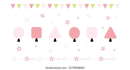 
A cute cherry blossom illustration set.