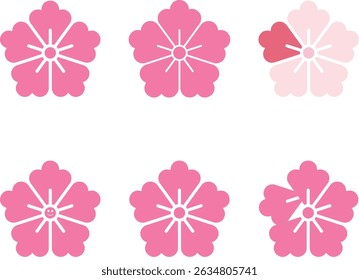 A cute cherry blossom illustration with a white outline, giving it a soft and traditional spring vibe. Great for seasonal designs.
