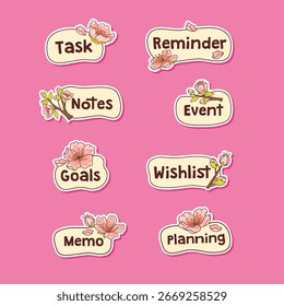 Conjunto de pegatinas de planificador de flor de cerezo lindo