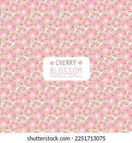 Cute cherry blossoms blooming seamless pattern kawaii doodle