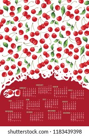 Cute cherry calendar for 2019