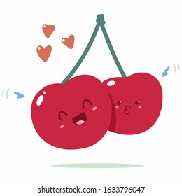 Cute cherry cartoon character isolated on a white background.
