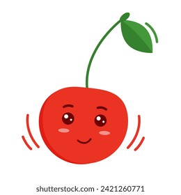 Cute cherry character in cartoon style. Isolated on a white background. Vector illustration