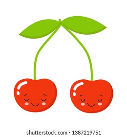 Cute Cherry character, Cherry cartoon vector illustration. Cute fruit vector character isolated on white background