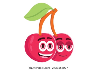 Cute Cherry Character Design Illustration