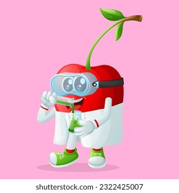 Cute cherry character as scientists. Perfect for kids, merchandise and sticker, banner promotion or blog
