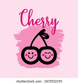 linda pareja de cerezos. ilustración vectorial