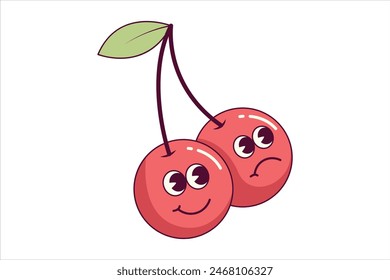 Cute Cherry Flat Sticker Design