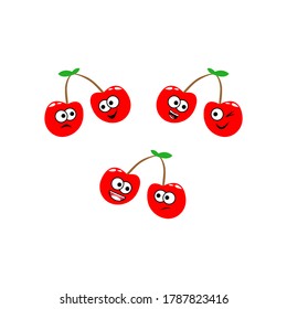 Cute cherry fruit characters Illustration Vector Design Template