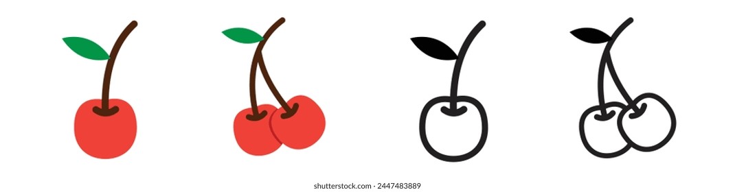 Icono lindo de la fruta cereza aislado