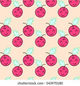 cute  cherry fruit ,lovely  pattern background  vector eps.10
