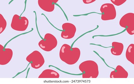 Cute cherry fruits pattern background vector design