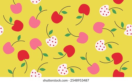 Diseño lindo del Vector del fondo del patrón de las frutas de cereza