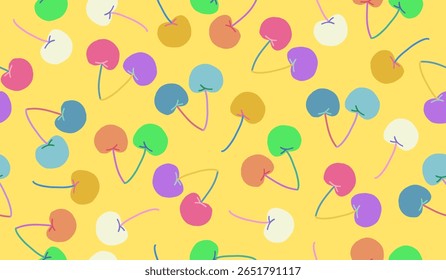 Cute cherry fruits pattern background vector design