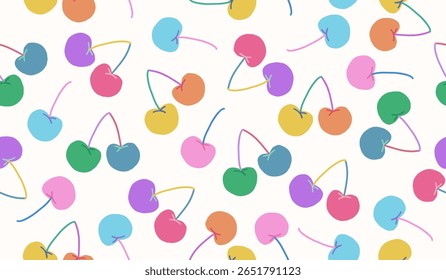 Cute cherry fruits pattern background vector design