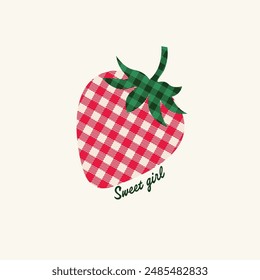 Cute Cherry Gingham Vector Graphic