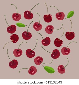 Cute cherry. Good for textile, wrapping, wallpapers, etc. Vector illustration.