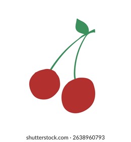 Cute cherry hand drawing illustration. flat design style. colorful and editable vector