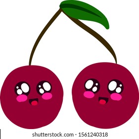 Cute cherry, illustration, vector on white background