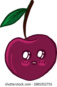Cute cherry , Illustration, Vektorgrafik auf weißem Hintergrund