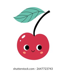Cute cherry in kawaii style