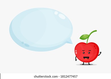 Cute cherry mascot with bubble speech