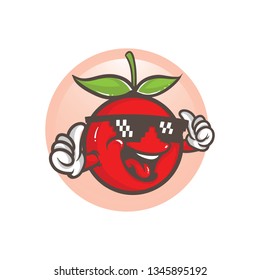 Cute Cherry mascot character, Cherry cartoon vector illustration