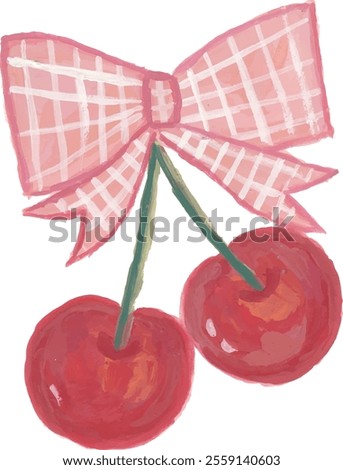 cute cherry pattern hand drawn watercolour with isolated white background 