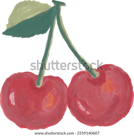cute cherry pattern hand drawn watercolour with isolated white background 
