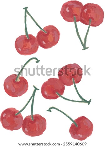 cute cherry pattern hand drawn watercolour with isolated white background 