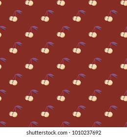 Cute cherry seamless pattern. Good for textile wrapping and wallpapers. Sweet ripe cherries background.