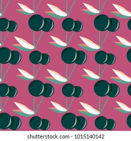 Cute cherry seamless pattern. Good for textile wrapping and wallpapers. Sweet ripe cherries background.
