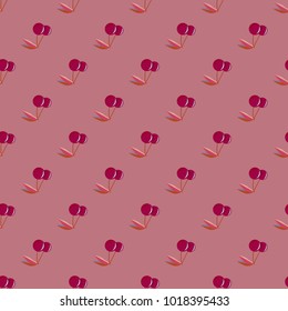 Cute cherry seamless pattern. Good for textile wrapping and wallpapers. Sweet ripe cherries background.