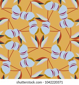 Cute cherry seamless pattern. Good for textile wrapping and wallpapers. Sweet ripe cherries background.