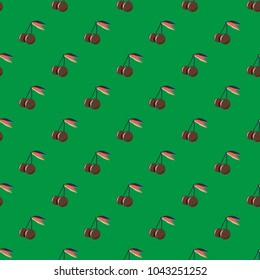 Cute cherry seamless pattern. Good for textile wrapping and wallpapers. Sweet ripe cherries background.