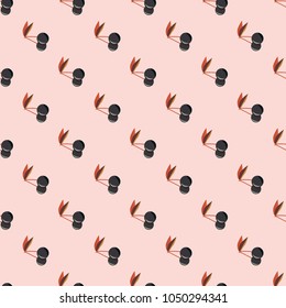 Cute cherry seamless pattern. Good for textile wrapping and wallpapers. Sweet ripe cherries background.