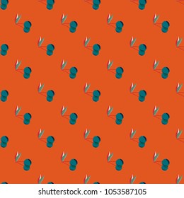 Cute cherry seamless pattern. Good for textile wrapping and wallpapers. Sweet ripe cherries background.