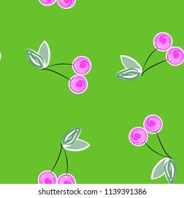 Cute cherry seamless pattern. Good for textile, wrapping, wallpapers, etc. Sweet red ripe cherries isolated. Vector illustration.