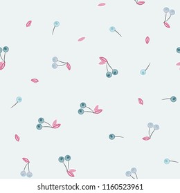 Cute cherry seamless pattern. Good for textile, wrapping, wallpapers, etc. Sweet red ripe cherries isolated. Vector illustration.