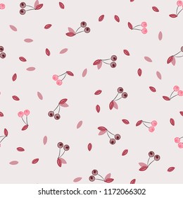Cute cherry seamless pattern. Good for textile, wrapping, wallpapers, etc. Sweet red ripe cherries isolated. Vector illustration.