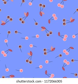 Cute cherry seamless pattern. Good for textile, wrapping, wallpapers, etc. Sweet red ripe cherries isolated. Vector illustration.