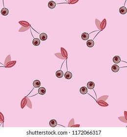 Cute cherry seamless pattern. Good for textile, wrapping, wallpapers, etc. Sweet red ripe cherries isolated. Vector illustration.