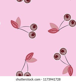 Cute cherry seamless pattern. Good for textile, wrapping, wallpapers, etc. Sweet red ripe cherries isolated. Vector illustration.