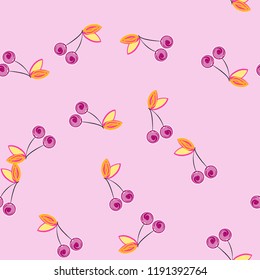 Cute cherry seamless pattern. Good for textile, wrapping, wallpapers, etc. Sweet red ripe cherries isolated. Vector illustration.