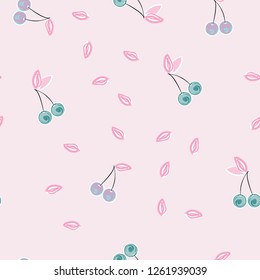 Cute cherry seamless pattern. Good for textile, wrapping, wallpapers, etc. Sweet red ripe cherries isolated. Vector illustration.
