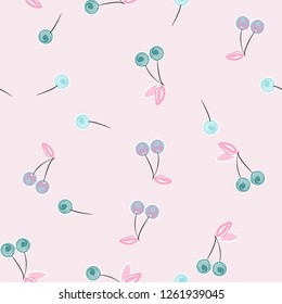 Cute cherry seamless pattern. Good for textile, wrapping, wallpapers, etc. Sweet red ripe cherries isolated. Vector illustration.