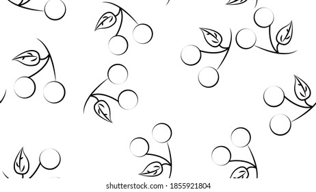Cute cherry seamless pattern. Good for textile, wrapping, wallpapers, etc. Sweet red ripe cherries isolated on white background. Vector illustration.